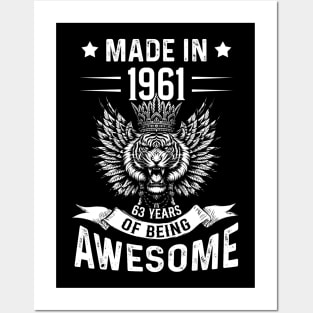 Made In 1961 63 Years Of Being Awesome Birthday Posters and Art